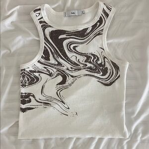 Adika White and Brown Swirl Tank Top